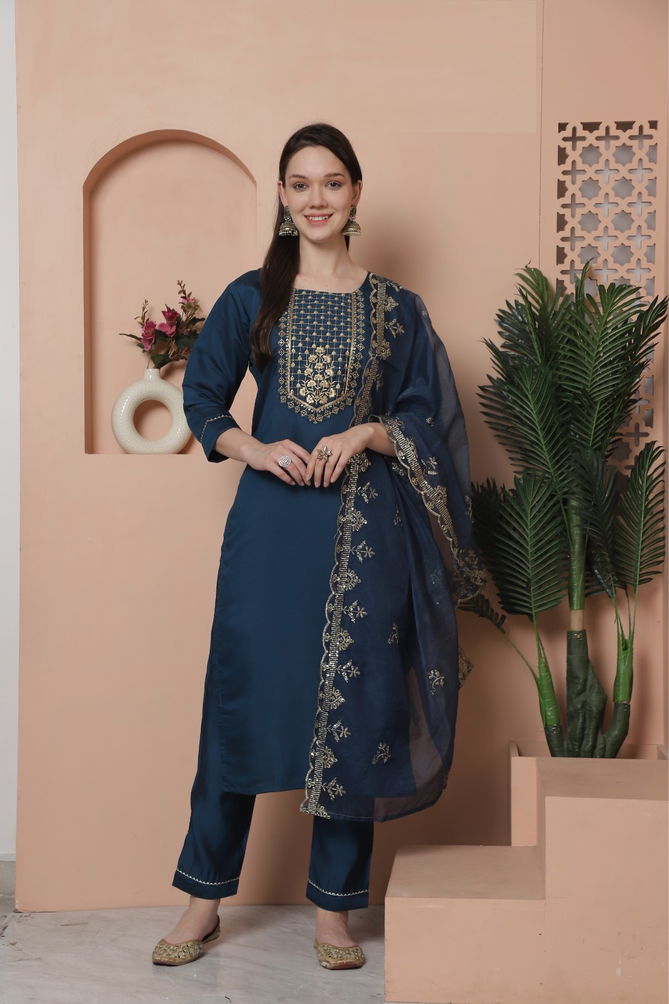 Raashi By Trendy Designer Roman Silk Kurti With Bottom Dupatta Wholesale Price In Surat
